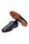Black Color Laceless Genuine Leather Men's Shoes - 3