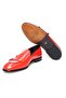 Red Color Laceless Genuine Leather Men's Shoes - 3