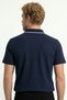 Men's Cotton Fabric Regular Fit Navy Blue Collar Detailed Polo Neck T-Shirt - 4
