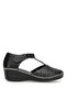 Elit Erllut2234-1Women's Genuine Leather Wedge Heel Sandals Black - 2