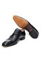 Black Color Lace-Up Genuine Leather Men's Shoes - 3