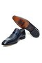 Dark Blue Color Laceless Genuine Leather Leather Sole Men's Shoes - 3