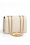 Women's Covered Gold Color Metal and Chain Detailed Shoulder Bag