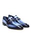 Dark Blue Color Laceless Genuine Leather Leather Sole Men's Shoes