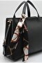 Women's Black Large Size Scarf Detailed Hand and Shoulder Bag - 2