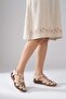 26By67.26016C Women's Genuine Leather Flat Sandals Beige