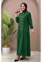 Half-Buttoned Hijab Dress – Comfortable Fit with Ruched Detail, Casual Long Dress - 5