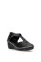 Elit Erllut2234-1Women's Genuine Leather Wedge Heel Sandals Black - 3