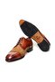 Tan Color Lace-Up Genuine Leather Leather Sole Men's Shoes - 3