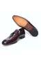Burgundy Color Laceless Genuine Leather Men's Shoes - 3