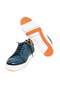 Turquoise Color Lace-Up Genuine Leather Men's Shoes - 3
