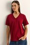 Women's Burgundy 100% Organic Cotton Deep V-Neck Comfort Fit T-Shirt 60602066 - 2
