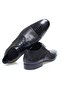 Black Color Lace-Up Genuine Leather Men's Shoes - 2