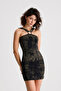 Viscose Elastane Ring Detailed Halter Neck Mini Dress |   Elb36662 Haki Bati̇k - 5