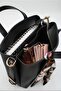 Women's Black Large Size Scarf Detailed Hand and Shoulder Bag - 3