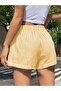 Women's Yellow-White Striped Woven Fabric Shorts - 4