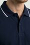 Men's Cotton Fabric Regular Fit Navy Blue Collar Detailed Polo Neck T-Shirt - 3