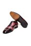 Burgundy Color Lace-Up Genuine Leather Leather Sole Men's Shoes - 3