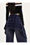 Plaid Patterned Asymmetrical Mini Skirt with Tie at the Waist (Leggings & Pants Top Combination)