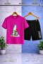 Children's Bear Surf Sea Printed Crew Neck T-Shirt - Shorts Set