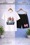 Children's Car 2Li Girl Cute Printed Crew Neck T-Shirt - Shorts Set