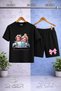 Children's Car 2Li Girl Cute Printed Crew Neck T-Shirt - Shorts Set