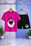 Children's Bear Smiling Face Printed Crew Neck T-Shirt - Shorts Set