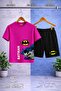 Children's Batman Side Punch Printed Byk Printed Crew Neck T-Shirt - Shorts Set