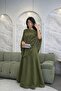 فستان سهرة واسع بكاب مطرز لامع