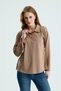 Women's Regular Fit Long Sleeve Polo Collar T-Shirt Light Brown - 6