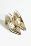 Thick-Heeled Snake-Print Gold High-Heeled Shoes [9] cm - 4