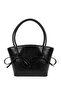 Large Size Leather Hand and Shoulder Bag with Black Bow Detail
