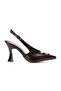 Women's Leather Look Open-Back Pointed Toe Shoes - 3