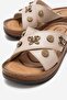 Women's Cross-Strapped Accessory Slippers Beige - 3