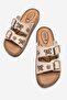 Women's Double Buckle Accessory Slippers Beige - 5