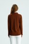 Women's Regular Fit Long Sleeve Polo Collar T-Shirt Brown - 6