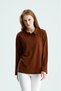 Women's Regular Fit Long Sleeve Polo Collar T-Shirt Brown - 7