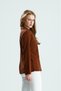 Women's Regular Fit Long Sleeve Polo Collar T-Shirt Brown - 5