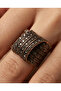 Bronze adjustable design ring with marcasite stones - 4