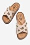 Women's Cross-Strapped Accessory Slippers Beige - 5
