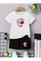 Heart on Hands Rabbit Printed T-Shirt Shorts Summer Children's Set