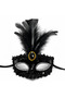 Luxury Black Feathered Stone Prom Mask - 4