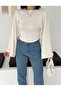 Women's Bat Sleeve Gathered Waist Blouse - 2