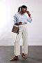 Beige Belted Elastic Waist Bohemian Trousers 0042 - 2