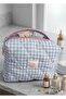 Blue Checked Makeup Bag - Medium Size - 3