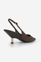 Women's Stiletto Pointed Toe Open Back Gold Metal Heel Classic Heeled Shoes Rente Brown Satin - 6