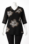 Women's 3/4 Sleeve Bronze Stone Embroidered Plus Size Luxury Mother's Combed Cotton