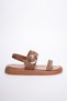 Women's Tan Techband Buckle Detailed Daily Casual Sandals - 8