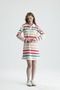 Polo Collar A-Line Long Sleeve Mini Dress with Thick Stripes - 5