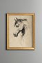 Charcoal Horse Portrait – Vintage Patterned Frame – Slim Model